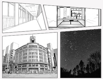 漫画のコマで使用できる背景線画